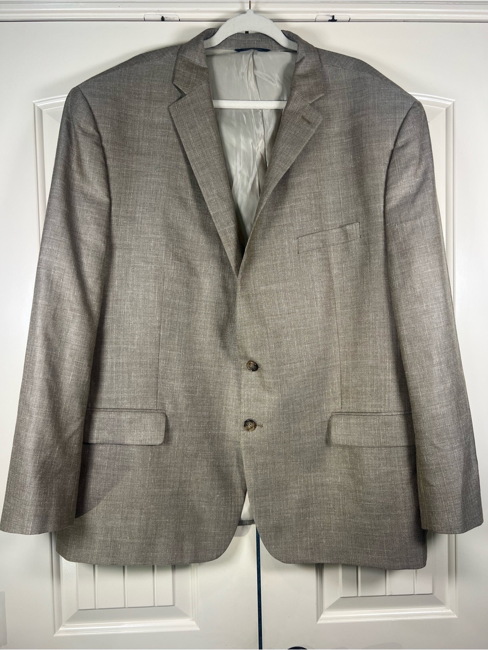 Ralph Lauren Dillard's Wool Silk Linen Blazer Sport Coat Tan Gray Mens 54R EUC - Picture 1 of 16